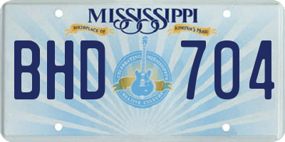 MS license plate BHD704