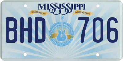 MS license plate BHD706