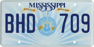 MS license plate BHD709