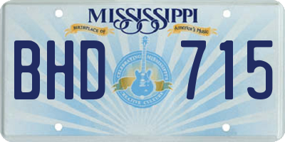 MS license plate BHD715