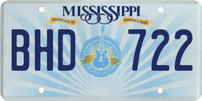 MS license plate BHD722