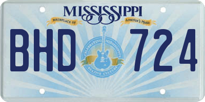 MS license plate BHD724