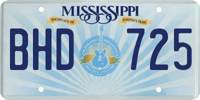 MS license plate BHD725