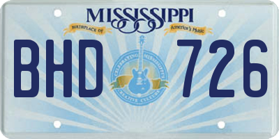 MS license plate BHD726