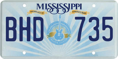 MS license plate BHD735