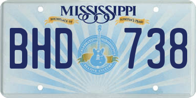 MS license plate BHD738
