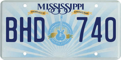 MS license plate BHD740