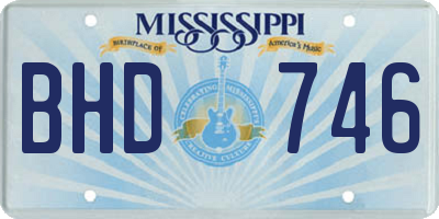 MS license plate BHD746