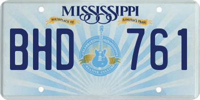 MS license plate BHD761