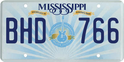 MS license plate BHD766