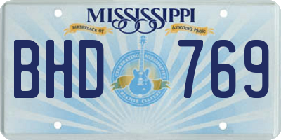 MS license plate BHD769
