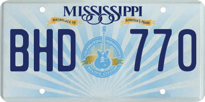 MS license plate BHD770