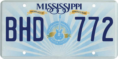 MS license plate BHD772