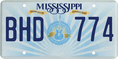 MS license plate BHD774