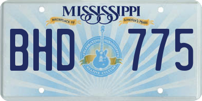 MS license plate BHD775