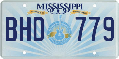 MS license plate BHD779