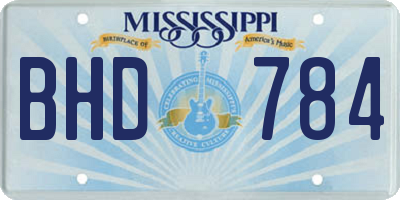MS license plate BHD784