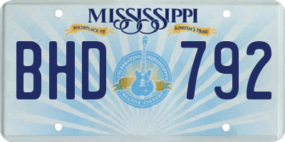 MS license plate BHD792