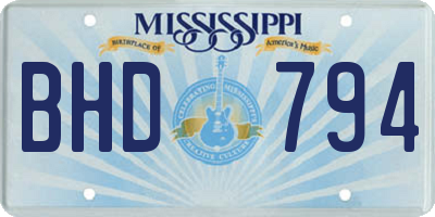 MS license plate BHD794