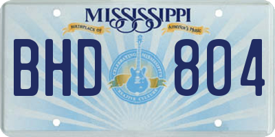 MS license plate BHD804
