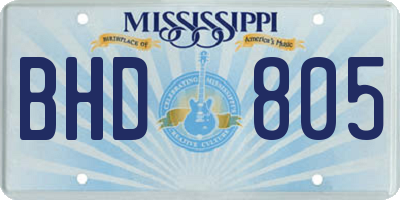 MS license plate BHD805