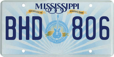 MS license plate BHD806