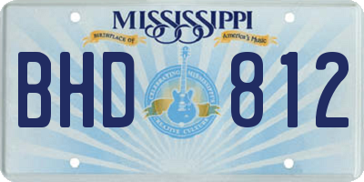 MS license plate BHD812