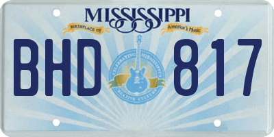 MS license plate BHD817