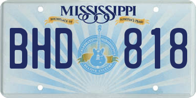 MS license plate BHD818