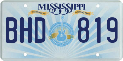 MS license plate BHD819