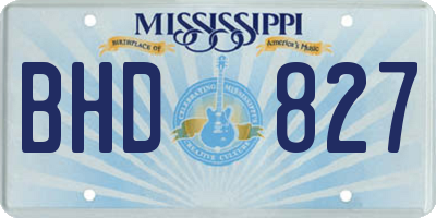 MS license plate BHD827