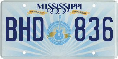 MS license plate BHD836