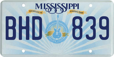 MS license plate BHD839