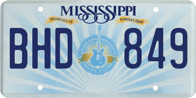 MS license plate BHD849