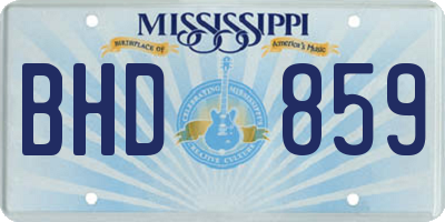 MS license plate BHD859