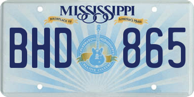 MS license plate BHD865
