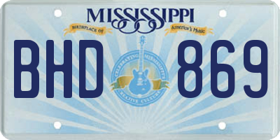 MS license plate BHD869