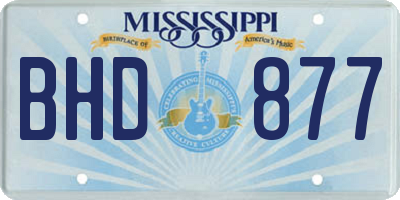 MS license plate BHD877