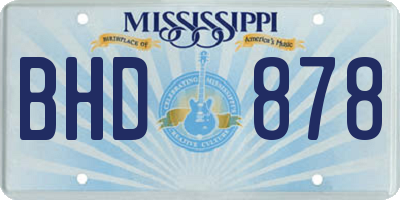 MS license plate BHD878