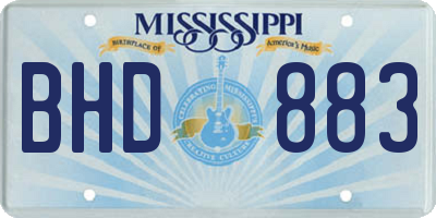 MS license plate BHD883