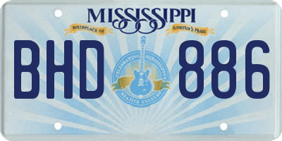 MS license plate BHD886