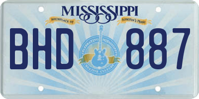 MS license plate BHD887