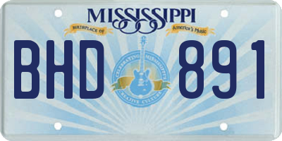 MS license plate BHD891