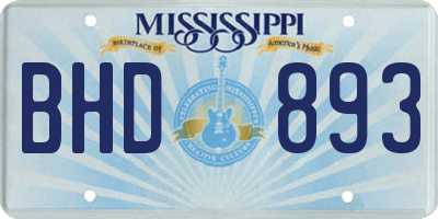 MS license plate BHD893