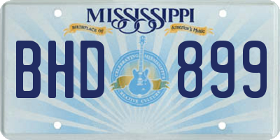 MS license plate BHD899