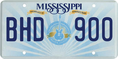 MS license plate BHD900