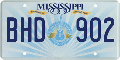 MS license plate BHD902