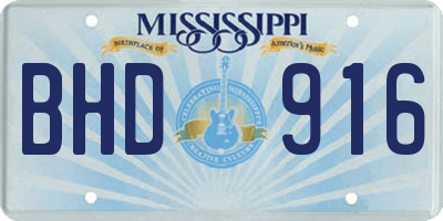 MS license plate BHD916