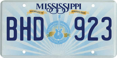 MS license plate BHD923