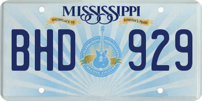 MS license plate BHD929